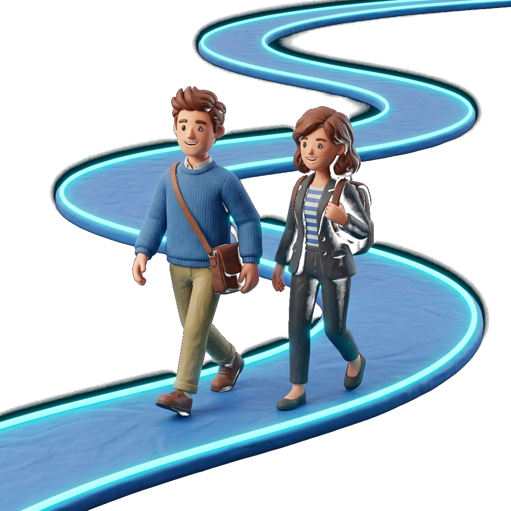 Ruta de aprendizaje con personajes