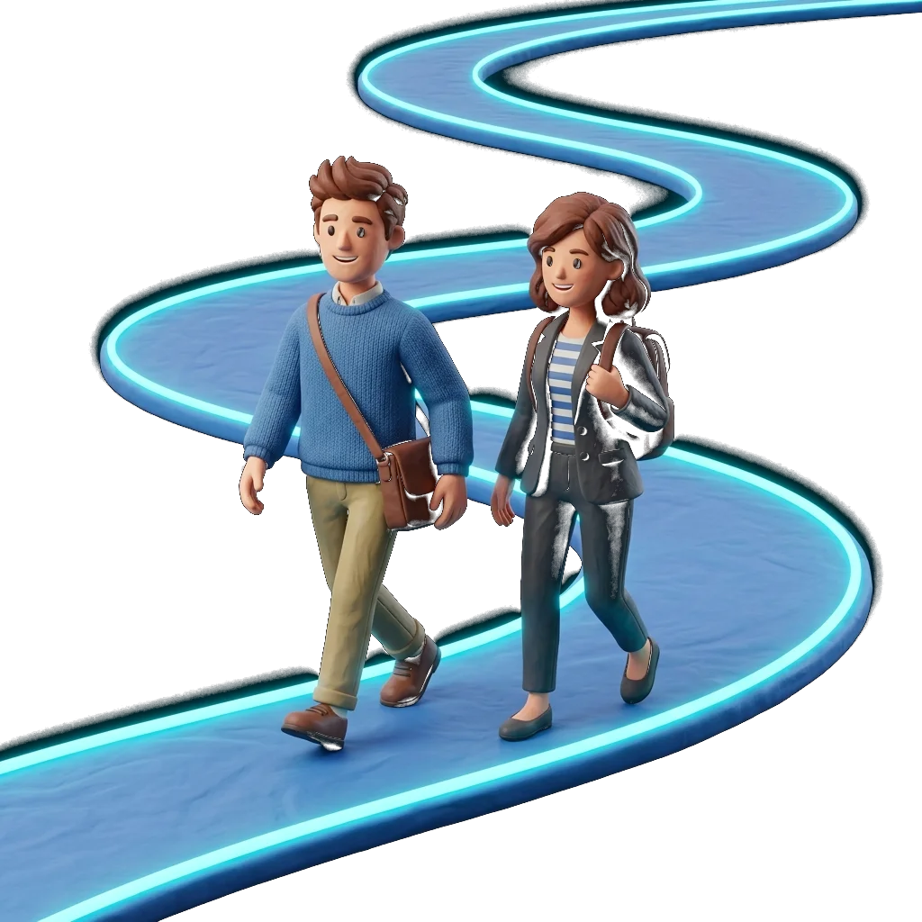 Ruta de aprendizaje con personajes